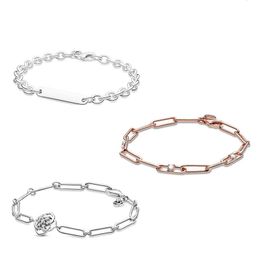 Bijoux pour femmes, breloque en argent 925, Bracelet en or Rose, adapté à la chaîne de créateur de Pandora