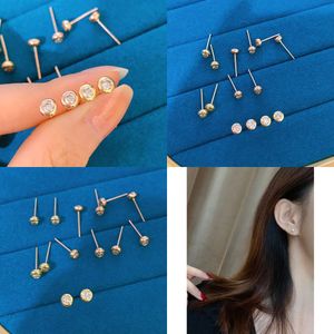Boucles d'oreilles bijoux pour femmes goujons d'oreille 0.2ct bulle ronde AU750 jaune rose or d'origine qualité