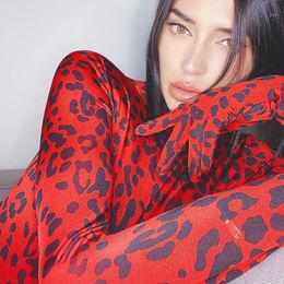 Monos de mujer, moda de otoño, guantes sexis para mujer con manga, estampado de leopardo, cuello alto, largos, ajustados, monos de fiesta informales para mujer