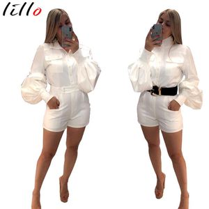 Jumpsuits voor dames voor vrouwen 2023 taille wijd uitlopende lange mouwen shorts mode schattige solide kleur jumpsuit bodysuit rave festival kleding romper