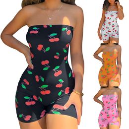 Combinaisons pour femmes Romper Summer Short près du corps Sexy Playsuit Boat Neck Sans manches sur l'épaule Rose Noir Orange Blanc 230719