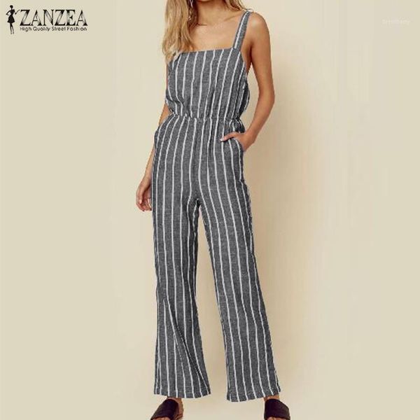 Monos de mujer, monos de talla grande 2023 a la moda para mujer, sin mangas, cintura elástica, a rayas, sueltos, para fiesta, Club, pantalones largos, monos