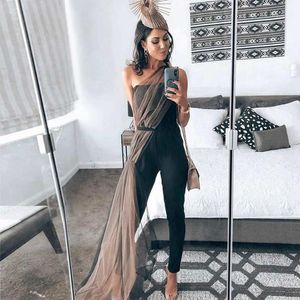 Jumpsuits voor dames rompers 2023 dames verband jumpsuit mouwloze one-shoulder strapless mesh sexy nachtclub beroemde feestvestidos