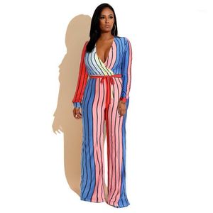 Dames Jumpsuits Rompertjes 7646 Zwart Plus Big Size Dames Zomer Gestreepte Wide Been Broek S M L XL XXL 3XL Sexy Deep V-hals Printing Fat Jump