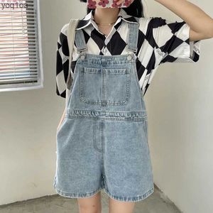 Vrouwen Jumpsuits Rompertjes Blauwe Denim Shorts Vrouwelijke 2023 Zomer Losse Wijde Pijpen Shorts Koreaanse Jumpsuit Shorts Voor WomenL2403