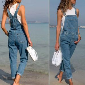 Dames Jumpsuits Rompertjes Cargobroeken Dames Denim Bib Overalls Jeans Jumpsuits Rompertjes Dames Bretels met gescheurde gaten Lange speelpakje Zakken OverallL240111