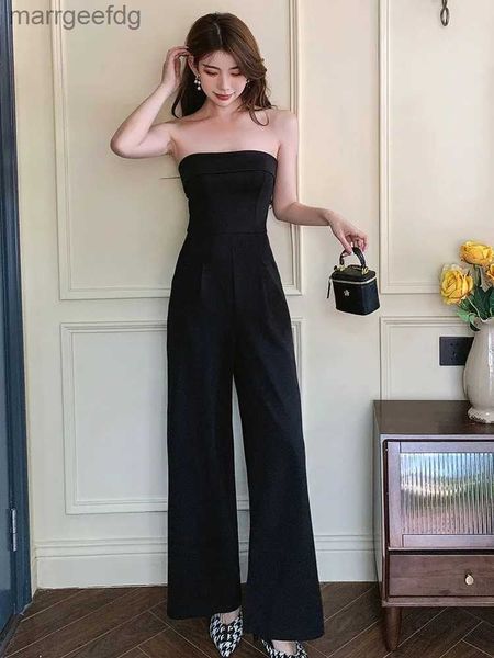 Monos de mujer mamelucos mono con pernera ancha informal pantalones largos negro 2023 nueva fiesta de noche femenina monos sueltos elegantes sin mangas YQ231220