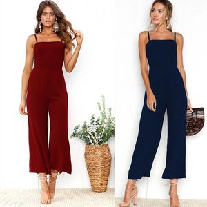 Monos de mujer Mamelucos CAWA Verano Color sólido Tubo recto Fuera del hombro Moda Sin mangas Boho Split Pantalones de pierna ancha Cintura transpirable