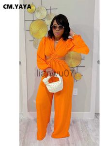 Dames Jumpsuits Rompertjes CMYAYA Vrouwen Gedrapeerde Knipsel Taille Lantaarn Lange Mouwen Diepe V-hals Jumpsuit 2023 INS Sexy Feestavond Playsuit Eendelig pak J230629