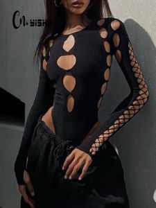 Les combinaisons pour femmes Rompers Cnyishe High Strt Sexy Sexy Bodys for Women One-Piece Fit Sautpuise Tops Winter Bodys Suite Rompers Femmes Jumps Assocites Baddie Clothes Y240504