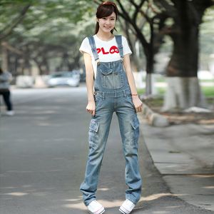 Damesjumpsuits Rompers Denim Bib vrouwelijke Koreaanse versie van de Suspenders losse grote maat broek multi-pocket jumpsuit-broek maat s-xxl 230426