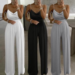 Dames Jumpsuits Rompertjes Elegante jumpsuit Zomer Sexy Earth Pearl Hanger Top jumpsuit Dames schouderriem wijde pijpen casual V-hals overall Nauwsluitend kledingstuk 230728