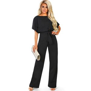 Jumpsuits voor dames rompers mode charme dames zwarte bodysuits polyester vrouwen jumpsuit short mouw boog body mujer casual stra
