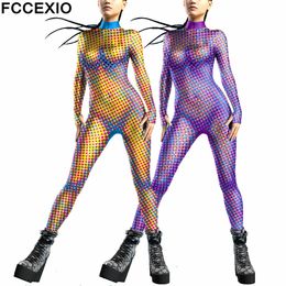 Jumpsuits voor dames rompers fccexio dichte kleur dots 3d patroon vrouwen sexy jumpsuit volwassen cosplay kostuum feest jumpsuits carnival bodysuit s-xl monos mujer 230812
