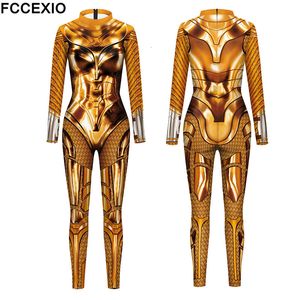 Combinaisons pour femmes Barboteuses FCCEXIO The Wonder is Magic Woman Movie Pattern 3D Print Sexy Bodysuits Women Long Sleeve Cosplay Jumpsuit 230615