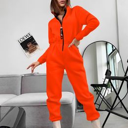 Jumpsuits voor dames rompers fleece sport jumpsuit dames playsuit sportkleding vrouwelijke lange mouw ritssluiting hoodies jumpsuits warme outfit overalls 230223