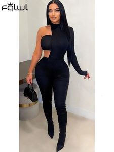 Dames jumpsuits rompertjes FQLWL zomer streetwear zwarte jumpsuits outfits voor dames one piece één schouder full body jumpsuit bodycon jumpsuits 231010