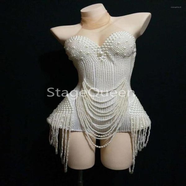 Combinaisons pour femmes Barboteuses Perles complètes Body Costume Costume Femme Danseuse Performance Justaucorps Discothèque Fête Sexy Clothi252h