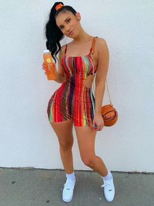 Vrouwen Jumpsuits Rompertjes Hirigin Vrouwen Sexy Tie Dye Jarretel Playsuit Zomer Streetwear Sport Spaghetti Band Knipsel Taille Slim Fit Korte 230718