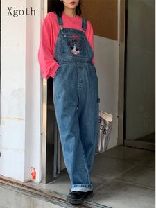 Combinaisons pour femmes Barboteuses Japonais Enfant Vintage Denim Salopette Printemps Automne Vêtements de Travail Droite Jambe Large Jeans High Street Punk 231123