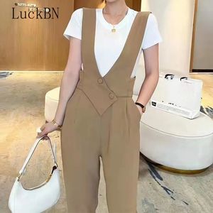 Dames jumpsuits rompertjes Koreaanse mode jumpsuit dameskleding zomer hoge taille kantoor dame combinaison femme elegante overall kleding kaki 231201