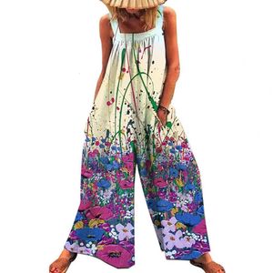 Dames Jumpsuits Rompertjes Dame Retro Bohémien Bloemen Ontworpen Mouwloos Los rompertje Dagelijks Strappy Katoen Linnen Broeken Jumpsuits Bib Overalls 230608