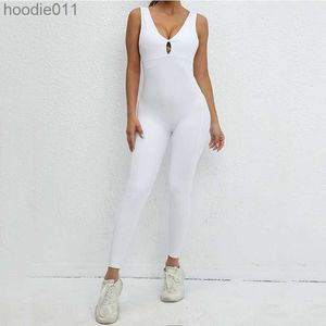 Dames Jumpsuits Rompertjes Eén stuk Ruglooze Yogasets Sexy Hoge taille Legging Dames bodysuit Mouwloos Nylon Vrouwelijke jumpsuit Overalls voor dames Outfits L230926