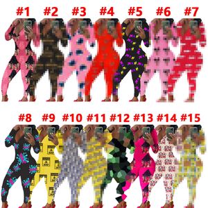 Jumpsuits voor dames rompers patroon geprinte sexy dames jumpsuit herfst kleding 2022 bodysuit dames club overalls lange mouw streetwear broek s-xxl