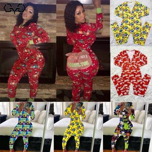 Jumpsuits voor dames rompers qyq sexy jumpsuit pyjama's dames winter print fleece warme lange mouw slaapkleding kerstmis schattige nachtkleding snackbroek w