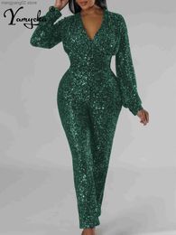 Jumpsuits voor dames rompers sexy zwarte pailletten met lange mouwen jumpsuit dames