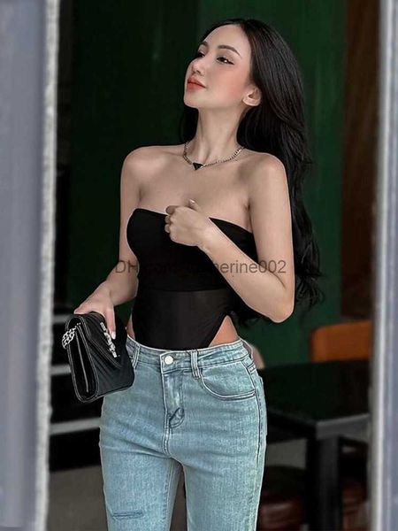 Monos de mujer Mamelucos Body sexy Lencería Fuera del hombro Bustier negro Cuerpo sin tirantes Corsé femenino Top de una pieza Tendencias de moda Ropa de mujer T230531