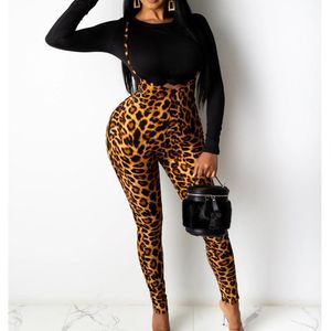 Dames Jumpsuits Rompertjes Sexy Casual Romper One-Piece Club Kleding Mouwloze Banden Bib Broek Overall Dames Hoge Taille Leopard Skinny T