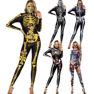 Combinaisons pour femmes Barboteuses Sexy Femme Body Crâne Squelettes Cosplay Stage 3D Imprimé Combishort Salopettes Collants Fitness Femmes Femme Combinaisons 221123