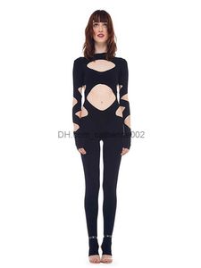 Jumpsuits voor dames rompers sexy holle out zwart backless jumpsuit voor vrouwen mode herfst een stuk outfit silm fit o-neck streetwear esthetische kleding t230531