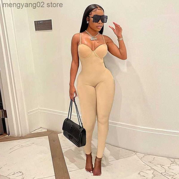 Combinaisons pour femmes Barboteuses Sexy Combinaison sans bretelles Femmes Hipster Solid Bady Style Camisole Leggings Skinny Slim Body-Shaping Club Wear Salopettes One Pieces T230504