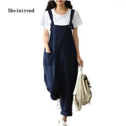 Monos de mujer Sheintrend 5XL de talla grande para mujer 2021 verano otoño Vintage sin espalda Casual mono suelto sin tirantes Paysuit