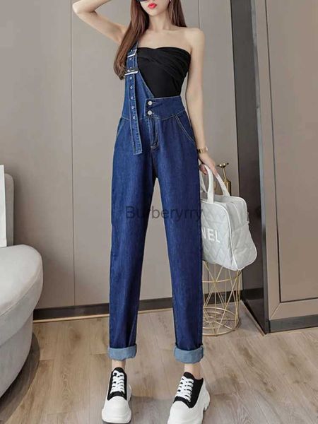 Combinaisons pour femmes Barboteuses simple-épaule sangle jean combinaison femmes mode coréenne poche bleu barboteuses Fe Niche Demin Streetwear vêtements globaux Y2kL231005