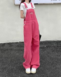 Combinaisons pour femmes Barboteuses SM jeans femmes Summer Preppy Style loose Girls Pink large leg pants jumpsuit coréenne casual denim salopette femmes 78891 230223