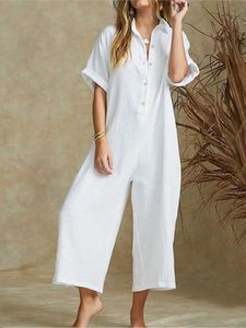 Combinaisons pour femmes Rompers Summer Casual Workwear Jumps Cuit Collart Collart Womens Trafle 2024 Fashion Spring Elegant Office Bureau Loes Loose Simple Jumps Curchs D240507