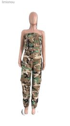 Combinaisons pour femmes Barboteuses Été Sexy Camo Combinaison Jean Denim 2023 Femmes Vêtements Y2K Streetwear Une Pièce Jean Moulante Poche Pantalon Camouflage SalopetteL240112