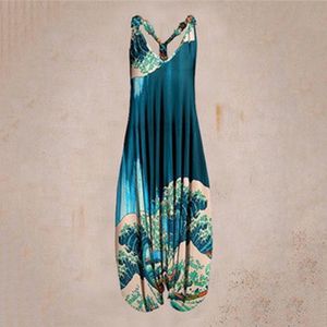 Jumpsuits voor dames rompers suo chao s-5xl mouwloze print jumpsuit voor losse casual alle match sling harem overalls plus size mode 230509