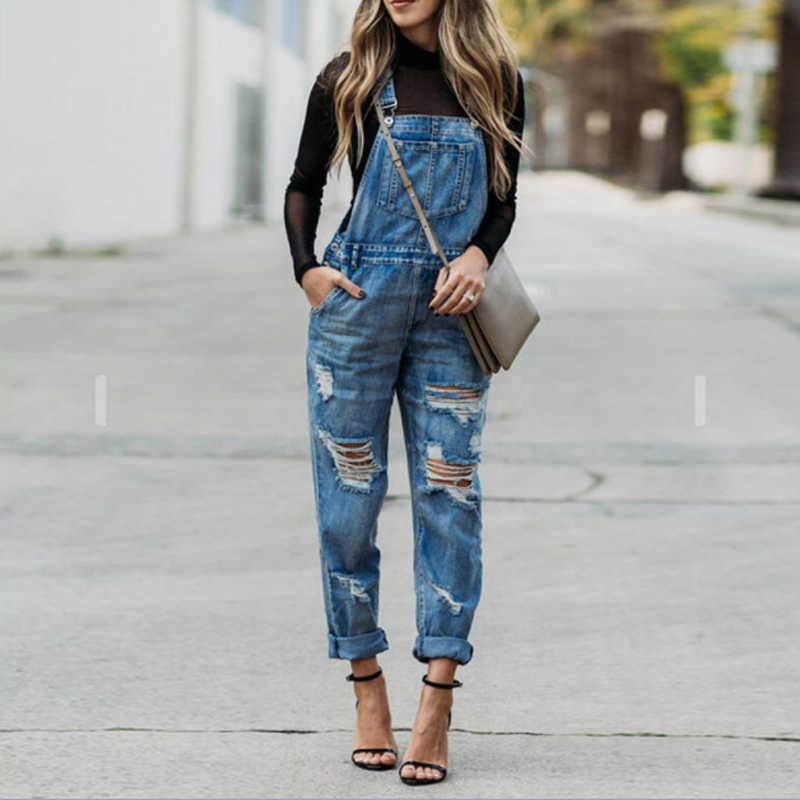 Women's Jumpsuits Rompers Teared tight jeans easy to wash made from vintage denim Trousers fashion street straight casual loose fitting jumpsuit T230825