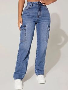 Combinaisons pour femmes Barboteuses Vintage Taille basse Jean Baggy Mode Pantalon à jambe droite Y2k Denim Pantalon Lâche Bleu Lavé Maman 90s 231213