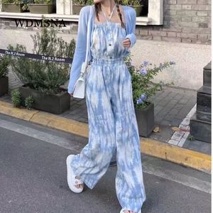 Vrouwen Jumpsuits Rompertjes WDMSNA Zomer Vrouwen hoogwaardige Top Opknoping Hals Buis Slanke Taille Jumpsuit Koreaanse Mode Eenvoudige 230720