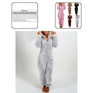 Combinaisons pour femmes barboteuses hiver chaud pyjamas femmes Onesies moelleux polaire vêtements de nuit ensemble capuche ensembles pyjamas pour adultes femmes