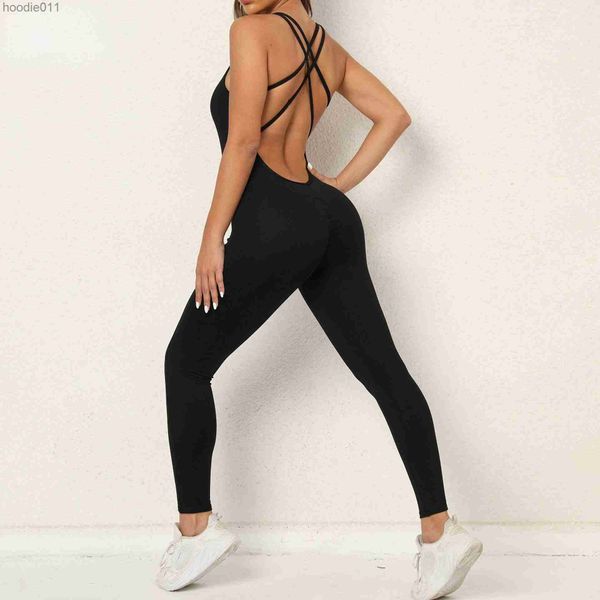 Women's Jumpsuits Barboteuses Femmes combinaisons Sexy dos nu une pièce Sport séchage rapide respirant Fitness vêtements combishorts femme Fitness barboteuses salopette L230926