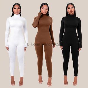 Combinaisons pour femmes barboteuses femmes automne et hiver nouveau pantalon de combinaison de fitness serré de couleur unie pour enfants T230525