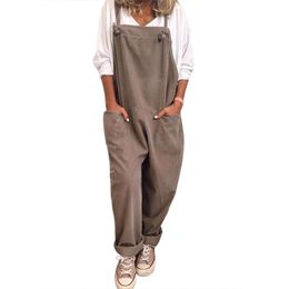 Dames Jumpsuits Rompertjes Womens Jumper Overalls Cami Loose Romper Oversized Dames Tuinbroek Jumpsuit Zakken Tankbroek Plus Size S-5XLWo