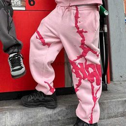 Combinaisons pour femmes Barboteuses Y2K Rétro Street Trend Cargo Pant 2023 Nouvelle mode Pantalon rose Harajuku Hip Hop Imprimer Salopette ample Joggers MenL231005