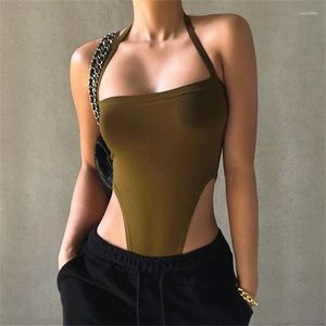 Monos de mujer Sexy vendaje Bodysuit sin mangas espalda descubierta mujeres un cuello Push Up Jumsuit verano señora Casual Romper Tube Tops mono